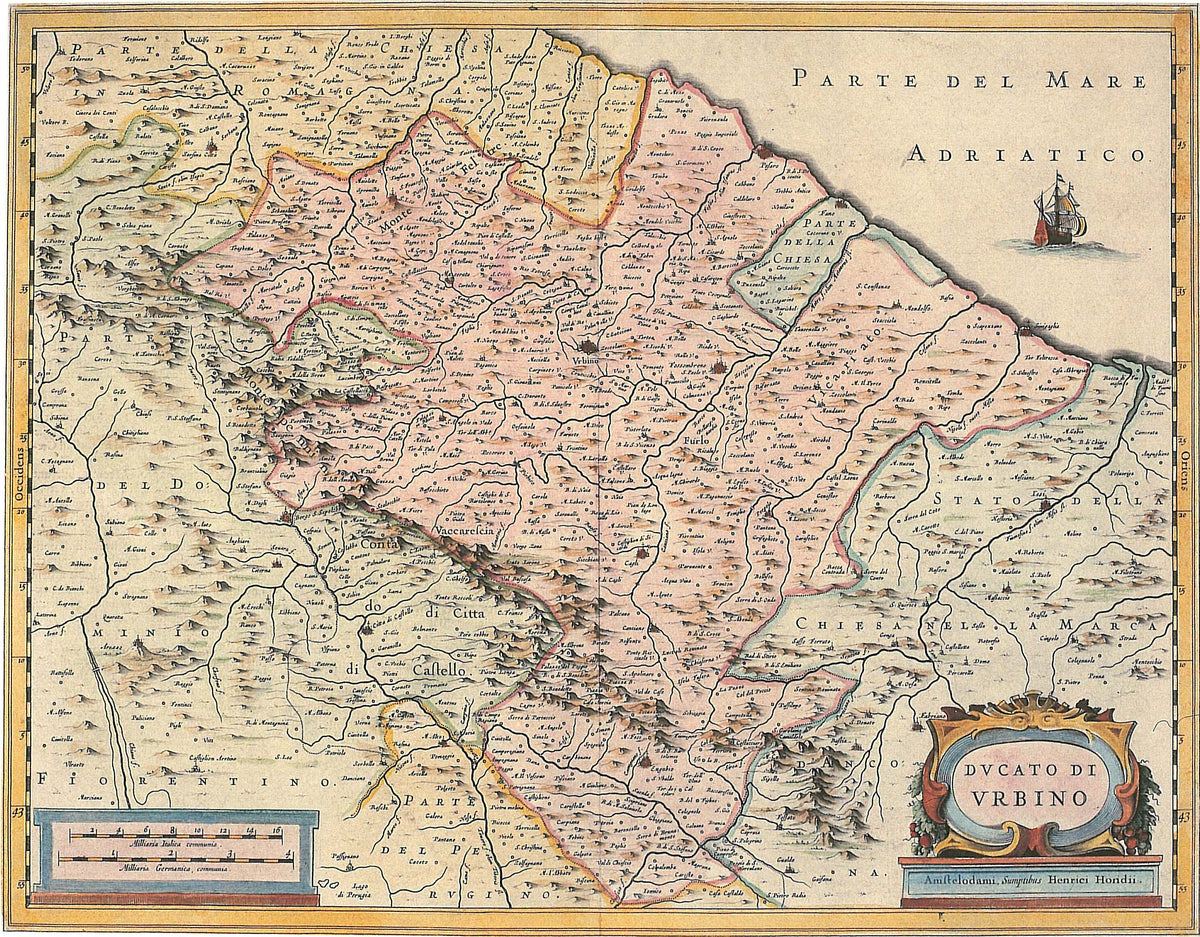 Hartă veche — Ducato di Urbino, 1635 — Henricus Hondius