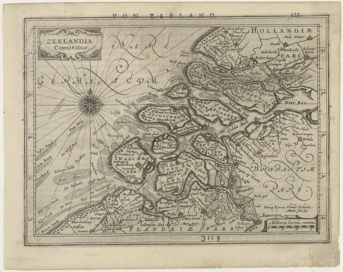 Hartă veche — Zeelandia Comitatus, 1648 — Jan Janssonius