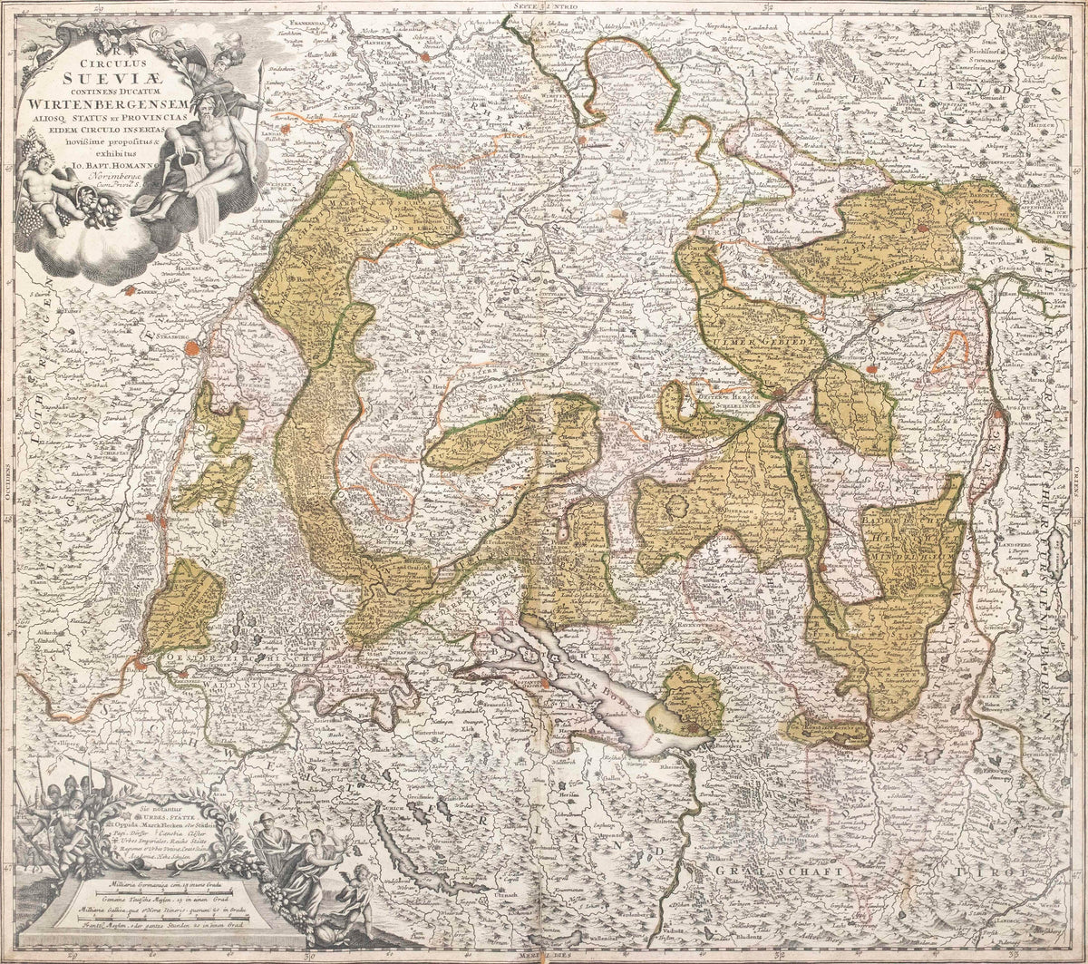 Hartă veche — Circulus Sueviae — Johann Baptist Homann