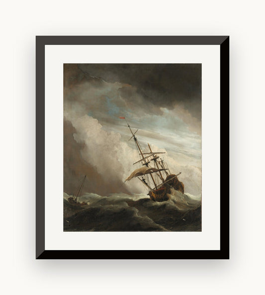 Corabie pe furtună — Willem van de Velde, cca. 1680