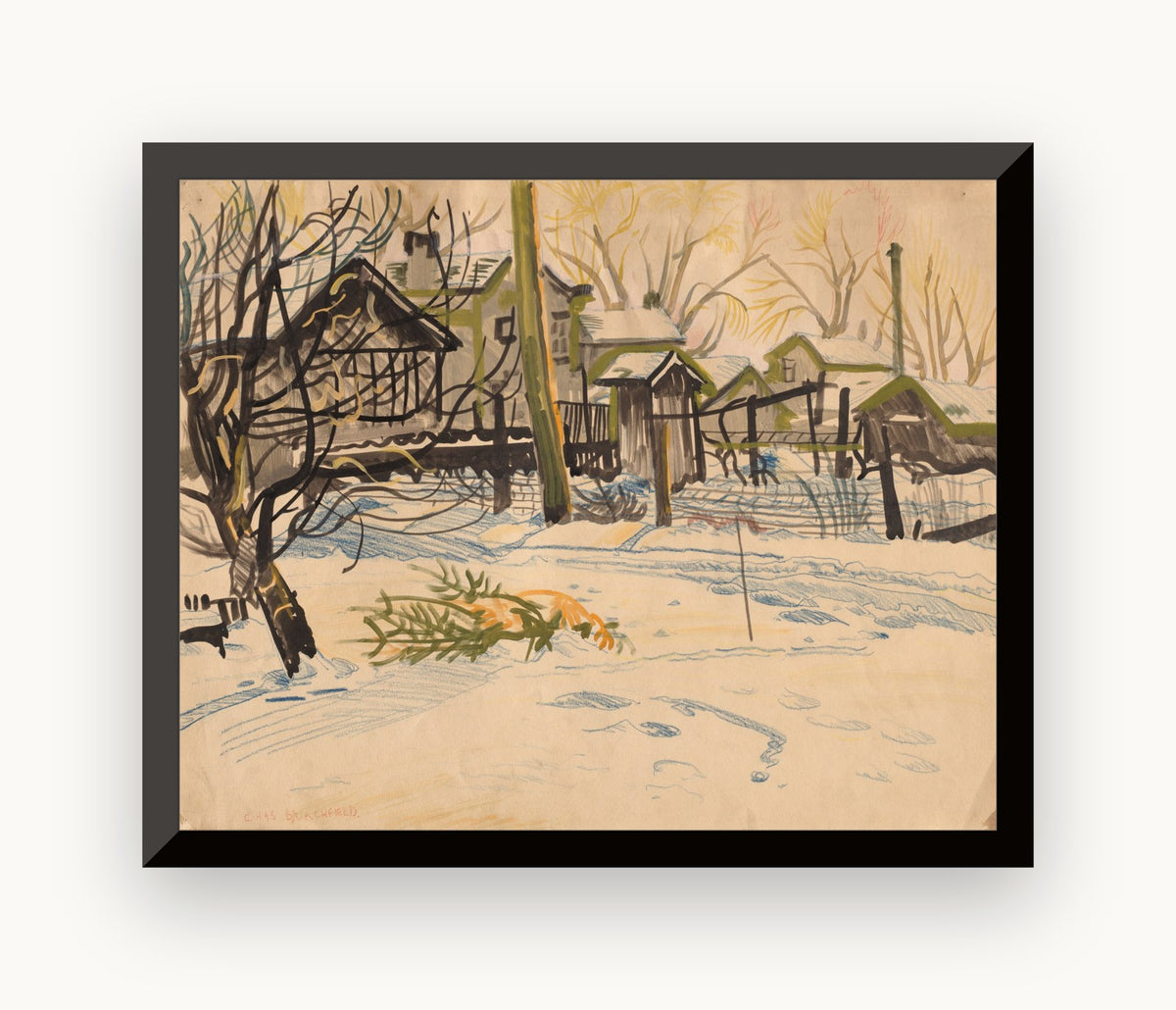 Curți interioare iarna (Bradul de Crăciun aruncat) — Charles Burchfield