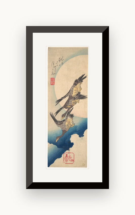 Gâște sălbatice sub luna plină — Utagawa Hiroshige, cca. 1833