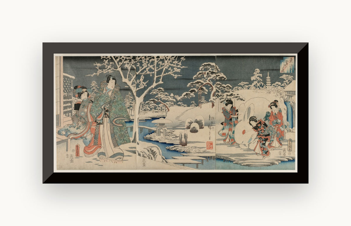 Grădina înzăpezită — Utagawa Hiroshige