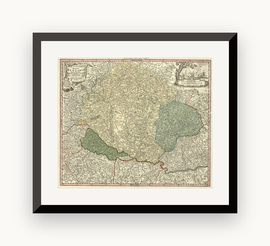 Hartă veche — 18th century Hungary — Johann Baptist Homann