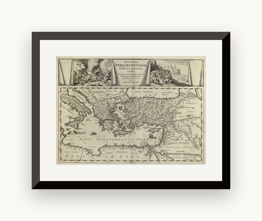 Hartă veche — Descriptio peregrinationis D. Pauli, Apostoli — Abraham Ortelius