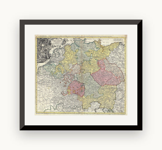 Hartă veche — Holy Roman Empire ( Germanic Empire ), 1740 — Johann Baptist Homann
