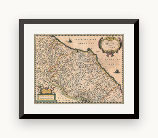 Hartă veche — Marchia Anconitana olim Picenum, 1635 — Henricus Hondius