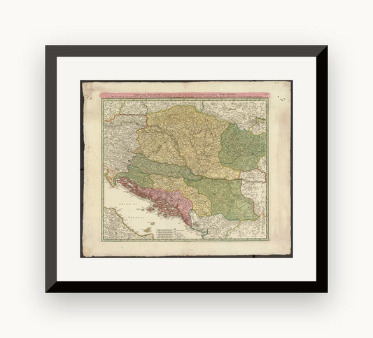 Hartă veche — Middle part of the Danube, 1731 — Johann Baptist Homann