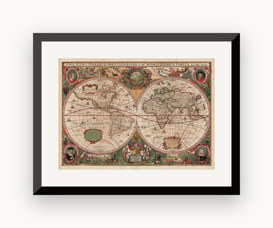 Hartă veche — Nova Totius Terrarum Orbis, 1630 — Henricus Hondius