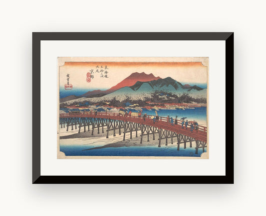 Kyoto: marele pod de la Sanjō, din seria „Cele 53 de stații ale Tōkaidō" — Utagawa Hiroshige