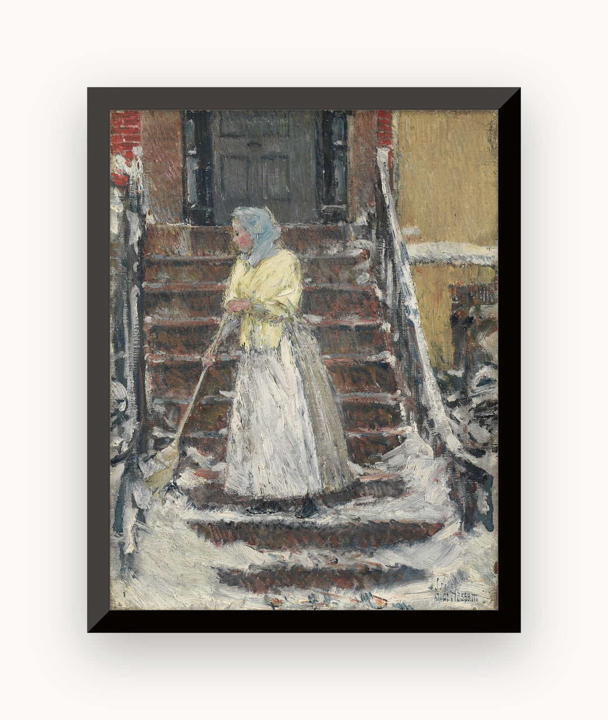 Măturând zăpada — Childe Hassam