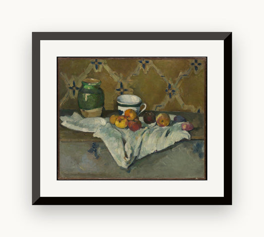 Natură moartă cu un borcan, o cană și mere — Paul Cézanne