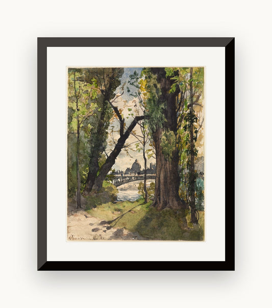 Vedere a Institut de France de la poalele podului Pont Royal — Henri-Joseph Harpignies