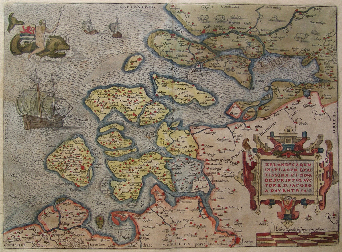 Hartă veche — Zelandicarum v, 1580 — Jacob van Deventer