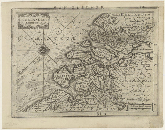 Hartă veche — Zeelandia Comitatus, 1648 — Jan Janssonius