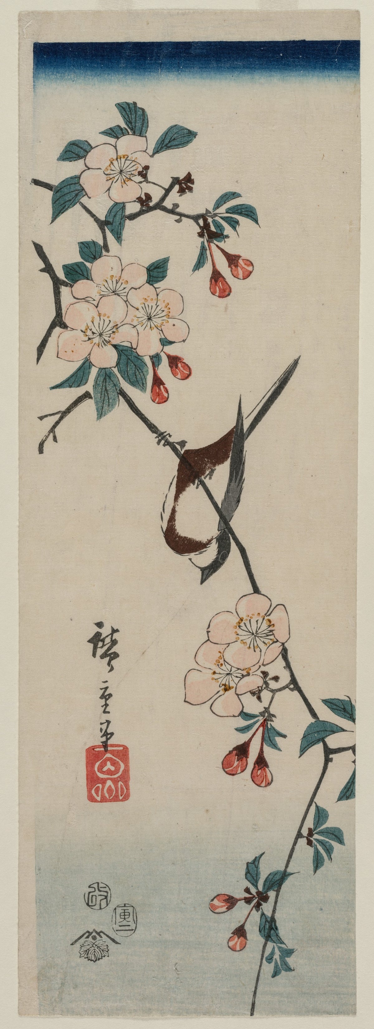 Small Bird (Swallow ) on Cherry Branch — Utagawa Hiroshige
