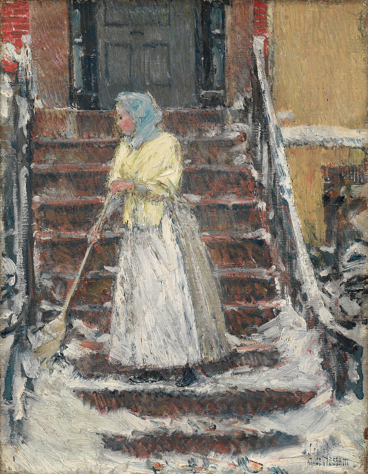Măturând zăpada — Childe Hassam