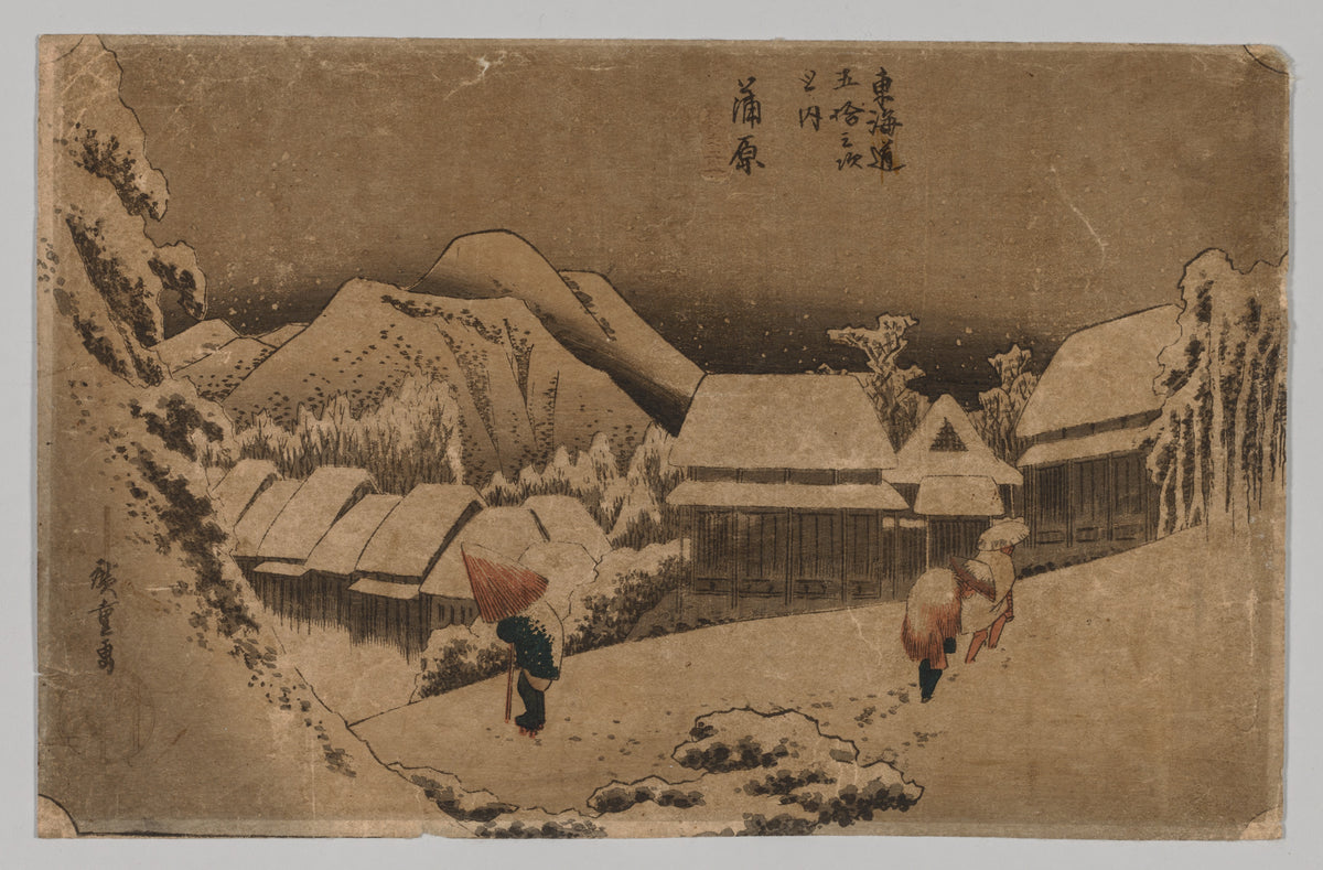 Kambara: ninsoare de seară — Utagawa Hiroshige