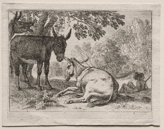 Animals in Landscapes Donkeys — Herman van Swanevelt