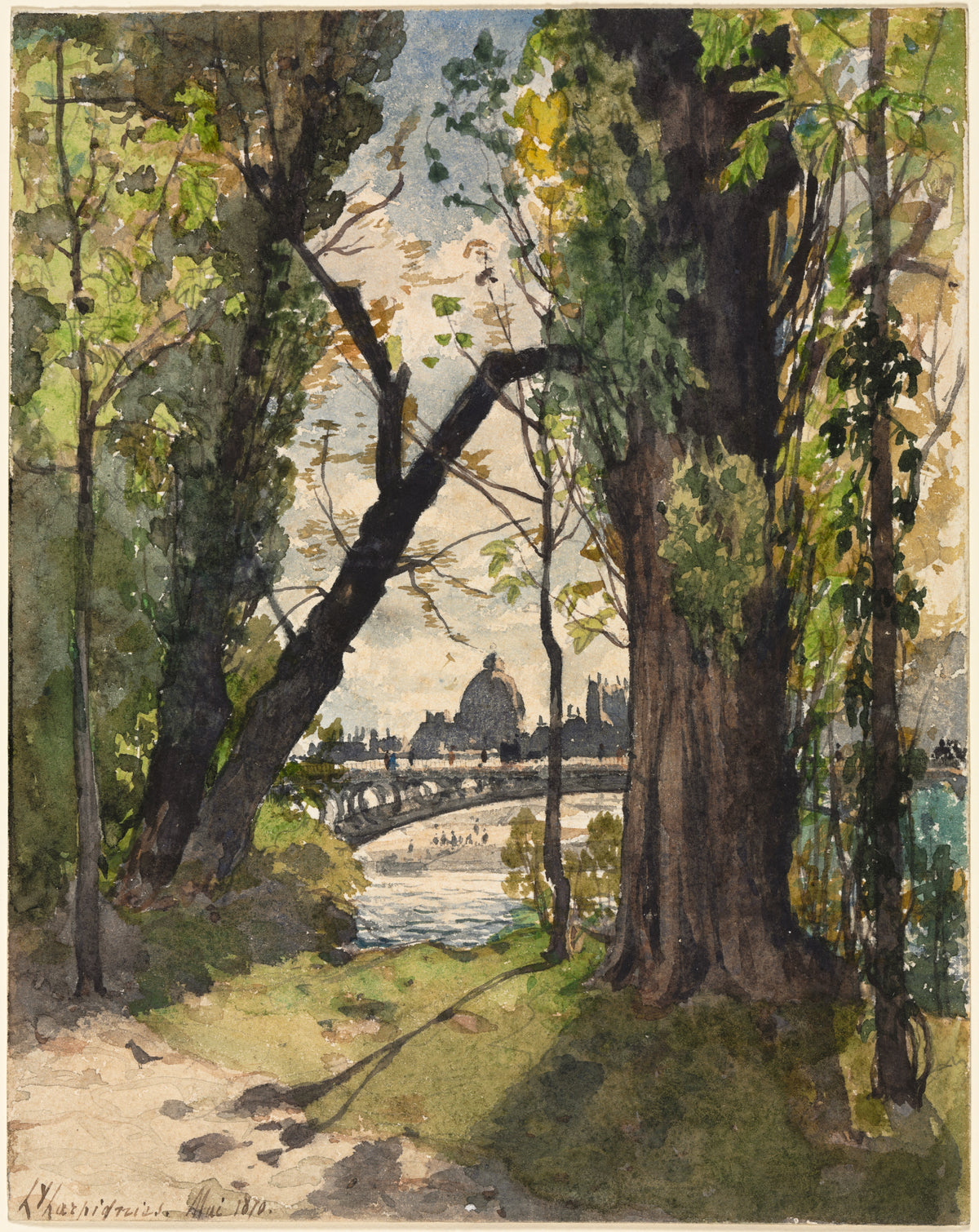 View of the Institut de France from the Foot of the Pont Royal — Henri Joseph Harpignies