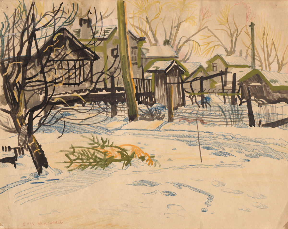 Curți interioare iarna (Bradul de Crăciun aruncat) — Charles Burchfield