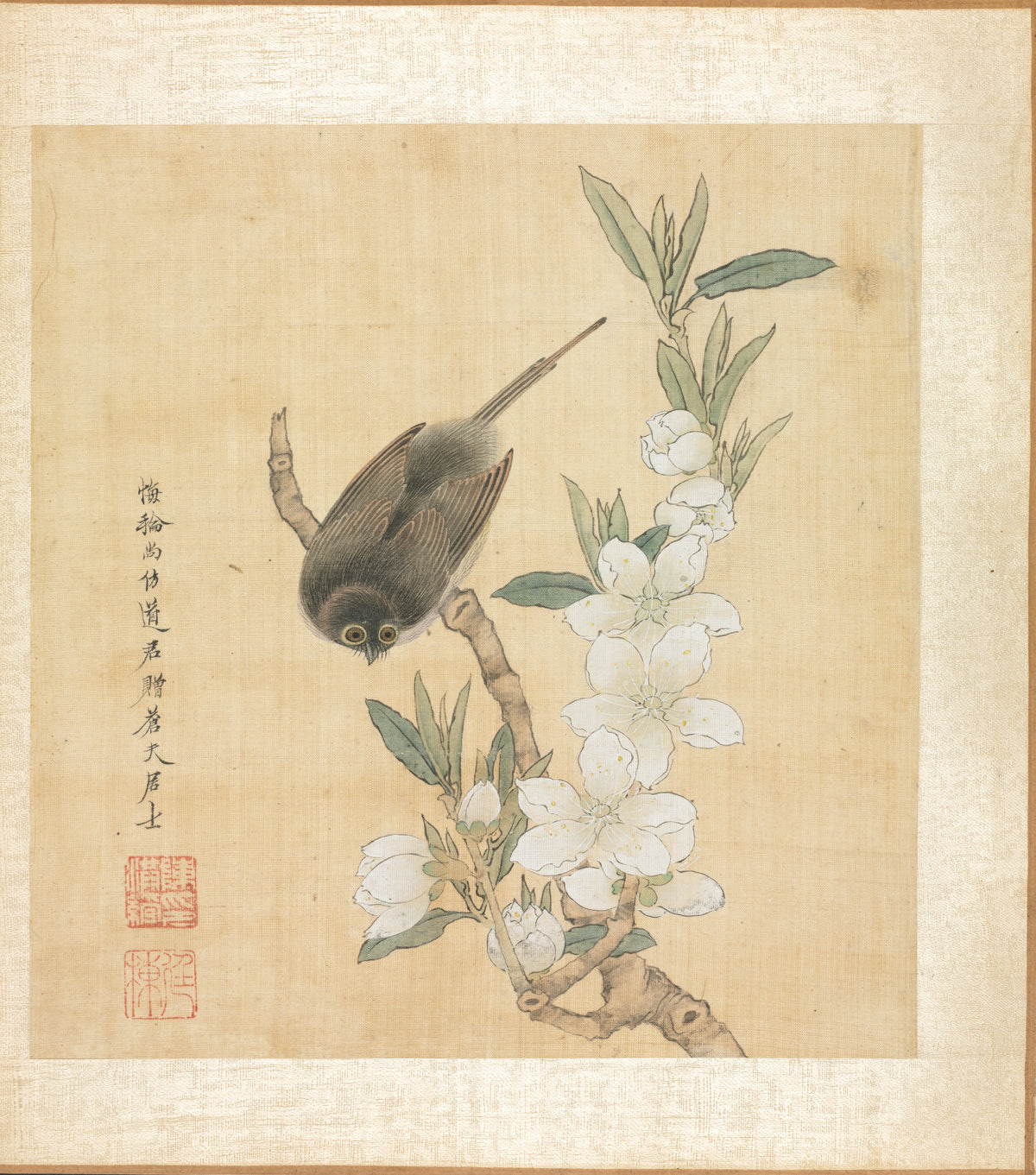 Paintings after Ancient Masters A Bird and Peach-Blossom Branch — Chen Hongshou