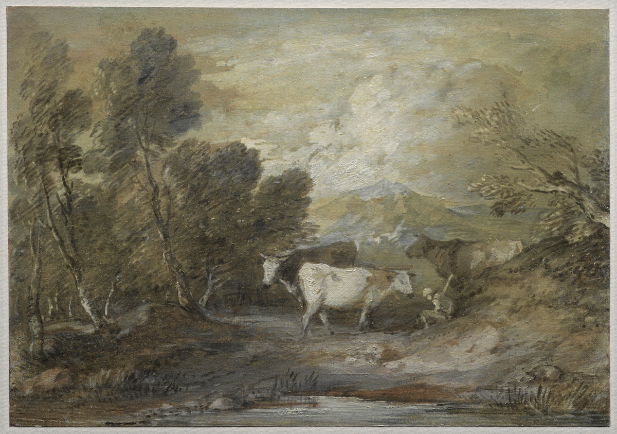 A Herdsman with Three Cows by an Upland Pool — Thomas Gainsborough