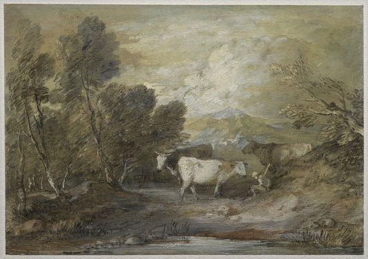 A Herdsman with Three Cows by an Upland Pool — Thomas Gainsborough