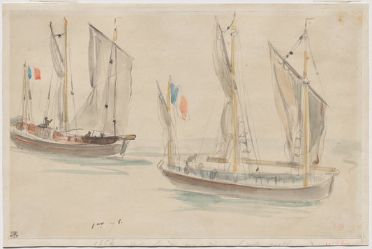 Two Boats at the Harbor of Dieppe — Eugène Delacroix