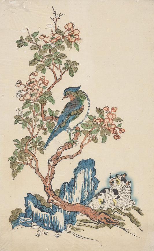 Picture of a Cat, a Bird, and a Crabapple