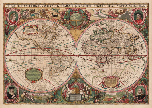 Hartă veche — Nova Totius Terrarum Orbis, 1630 — Henricus Hondius