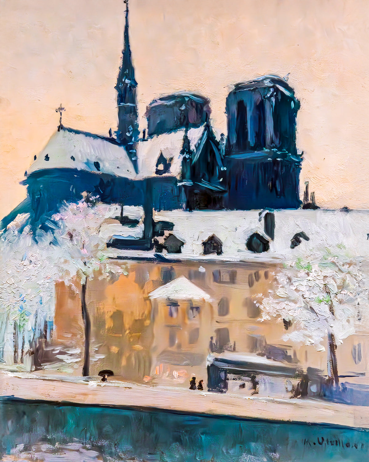 Absida catedralei Notre-Dame de Paris sub zăpadă — Miquel Utrillo