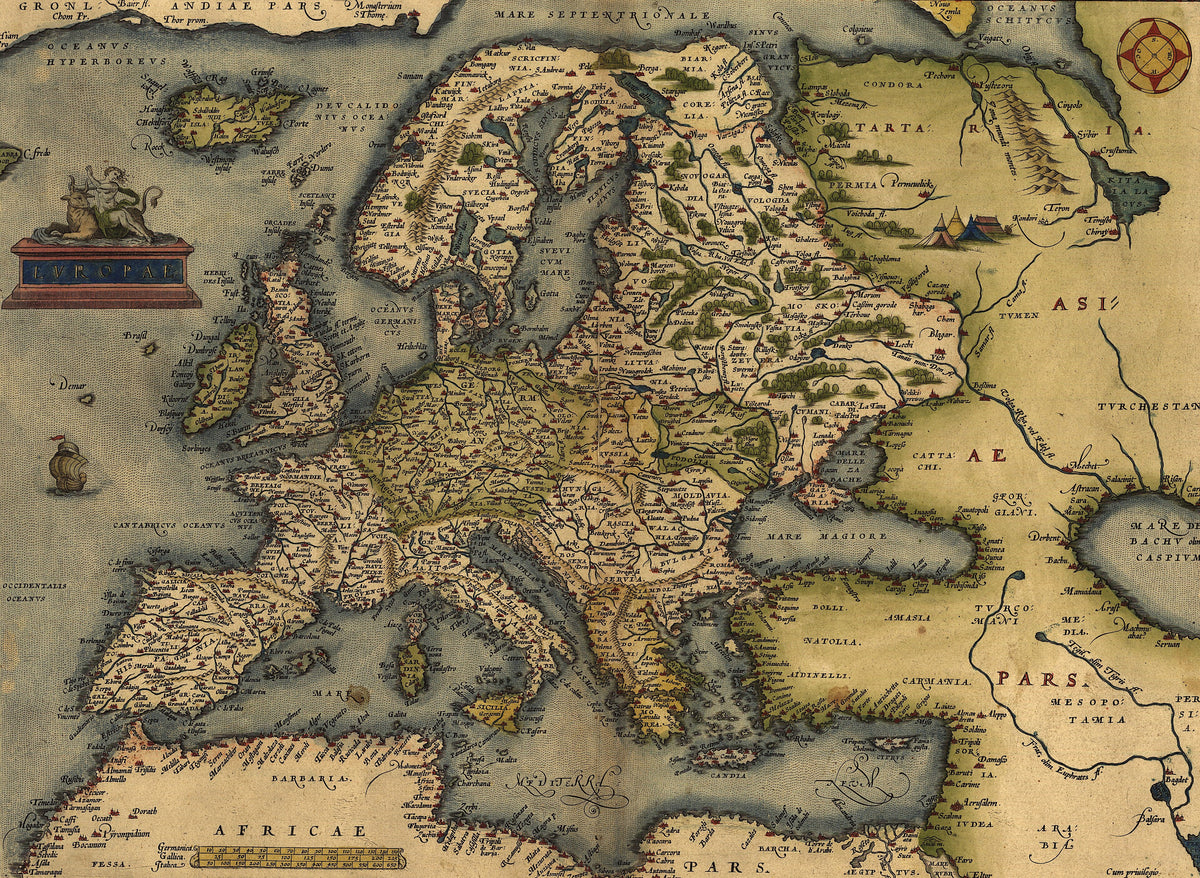 Hartă veche — Europa, 1572 — Abraham Ortelius
