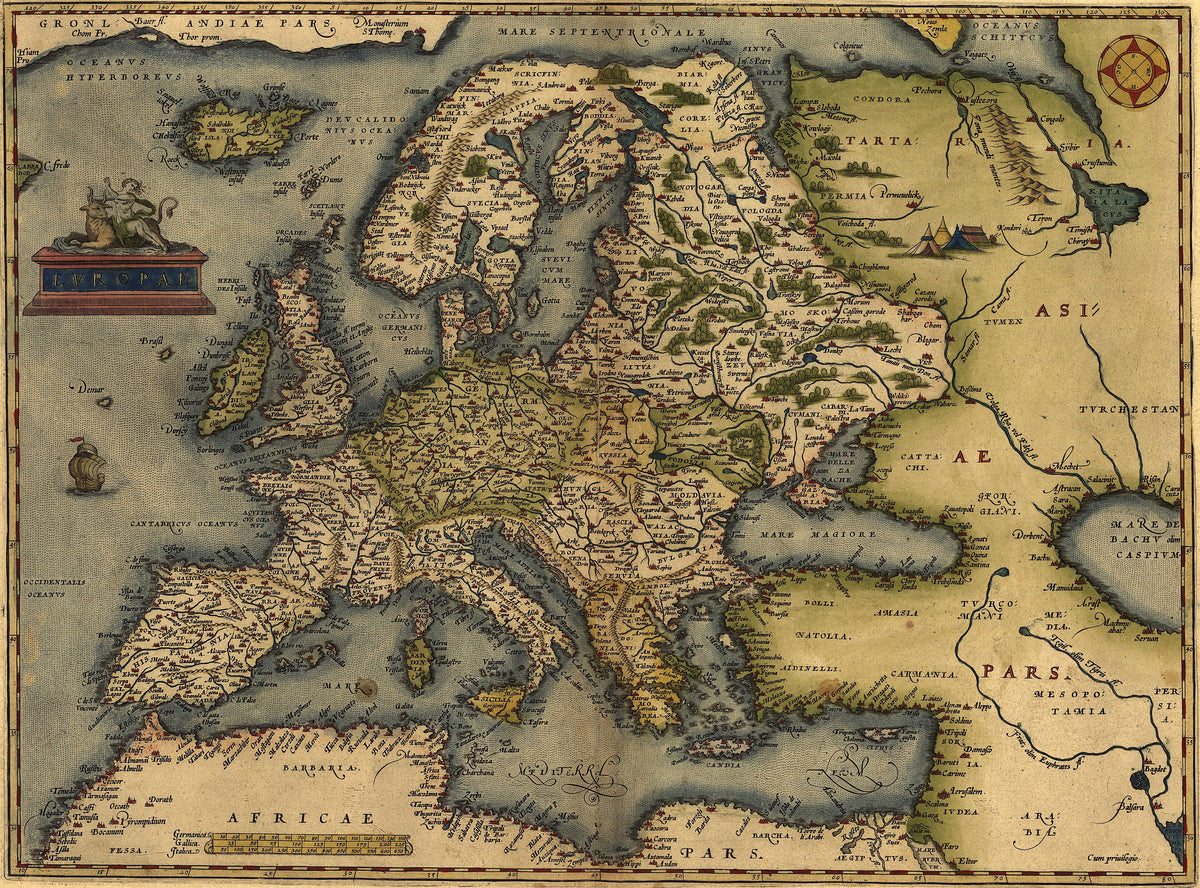 Hartă veche — Europa, 1572 — Abraham Ortelius