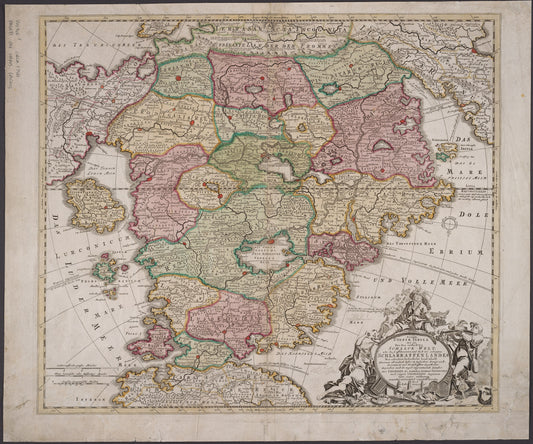 Hartă veche — Schlarraffenlandes (Accurata Utopiæ Tabula), 1694 — Johann Baptist Homann