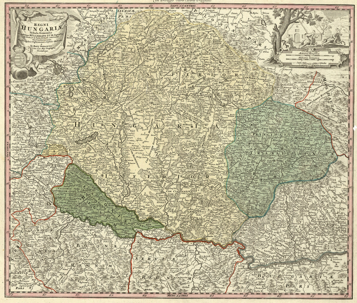 Hartă veche — 18th century Hungary — Johann Baptist Homann