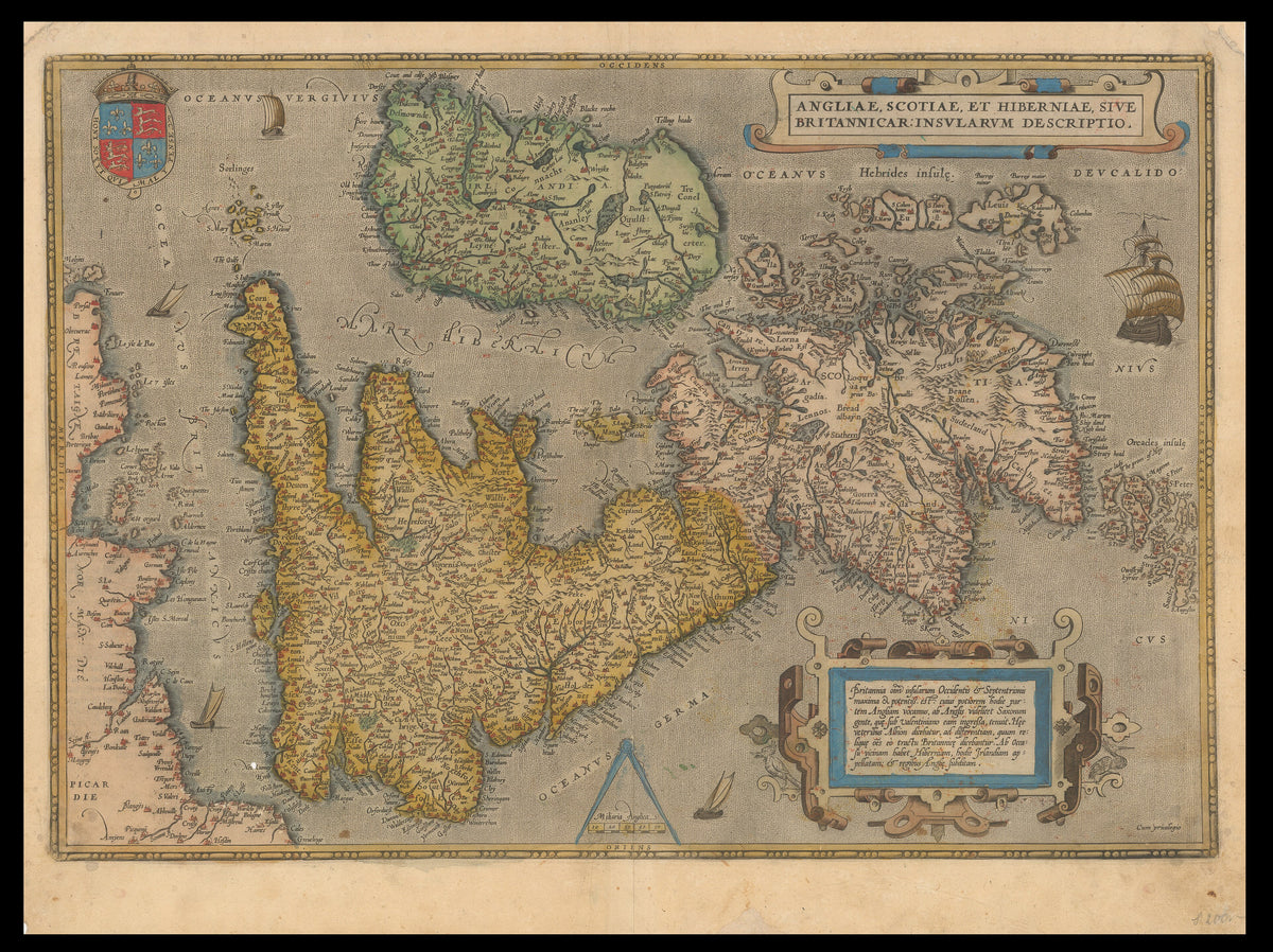 Hartă veche — Angliae, Scotiae, Et Hiberniae, Sive Britannicar. Insularum — Abraham Ortelius