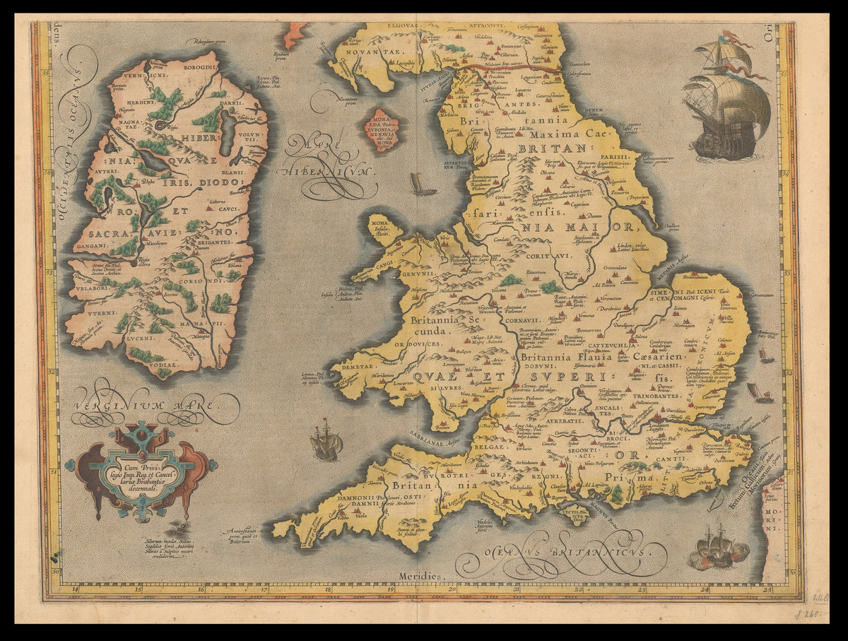 Hartă veche — Britannicarum Insularum Vetus Descriptio 02 — Abraham Ortelius