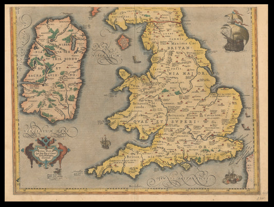 Hartă veche — Britannicarum Insularum Vetus Descriptio 02 — Abraham Ortelius