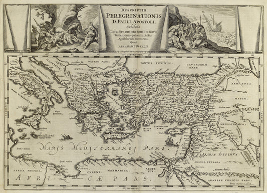 Hartă veche — Descriptio peregrinationis D. Pauli, Apostoli — Abraham Ortelius