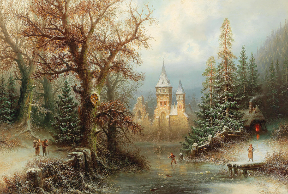 Peisaj de iarnă cu patinatori — Albert Bredow