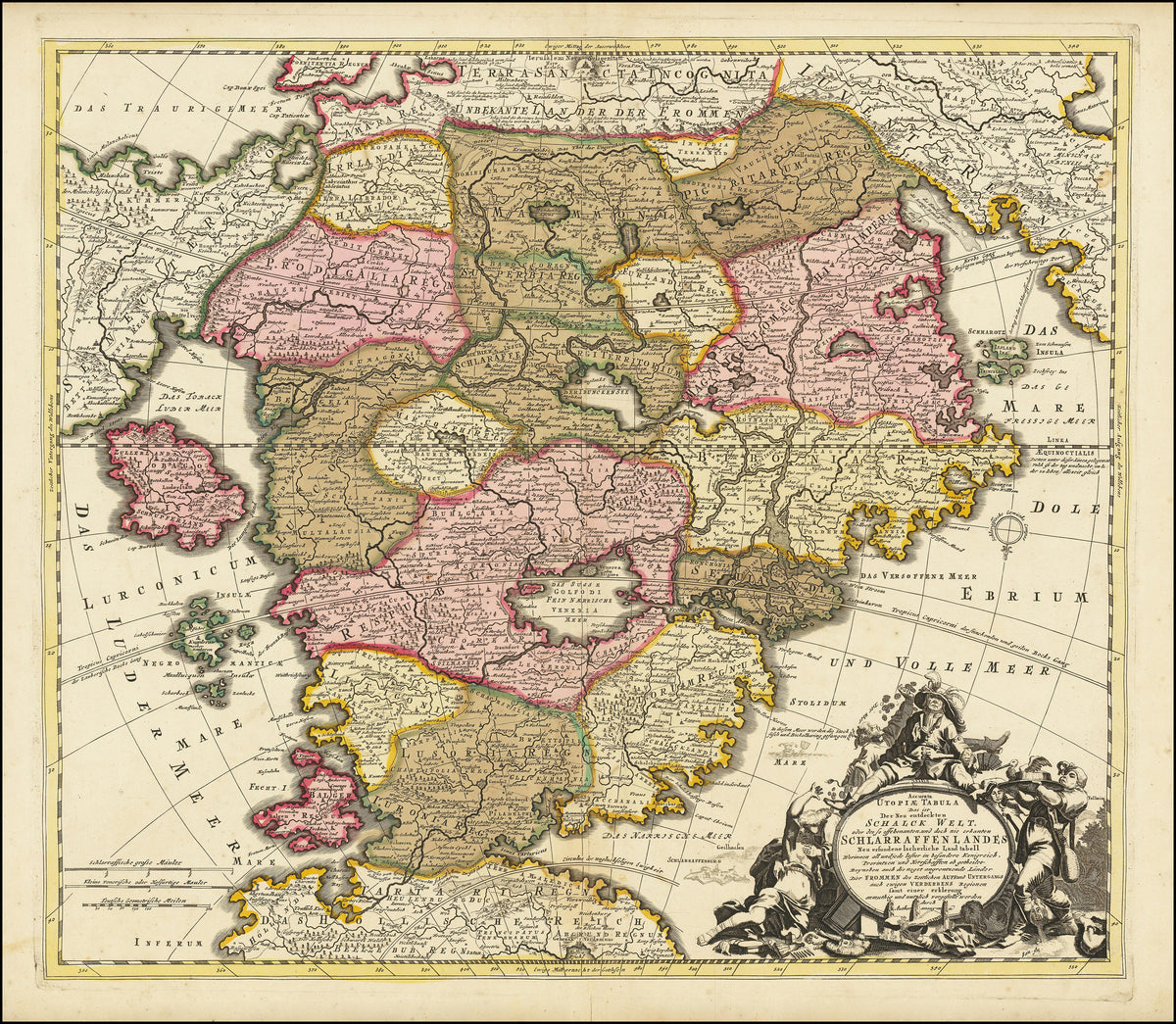 Hartă veche — Allegorical Cockaigne, 1700
