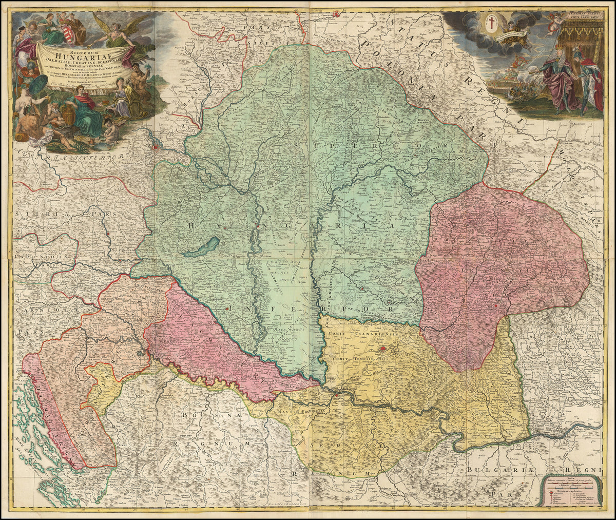 Hartă veche — Kingdom of Hungary, 1720 — Johann Baptist Homann
