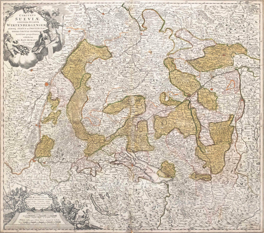 Hartă veche — Circulus Sueviae — Johann Baptist Homann