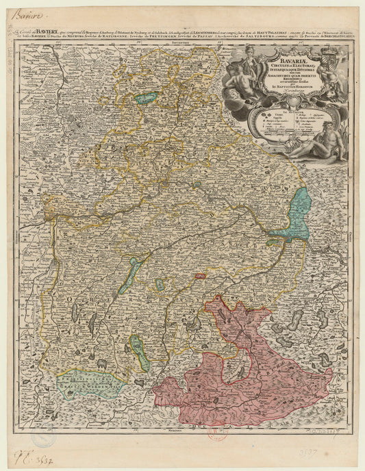 Hartă veche — Bavariae circulus et electorat in suasquasque ditiones tam cum — Johann Baptist Homann