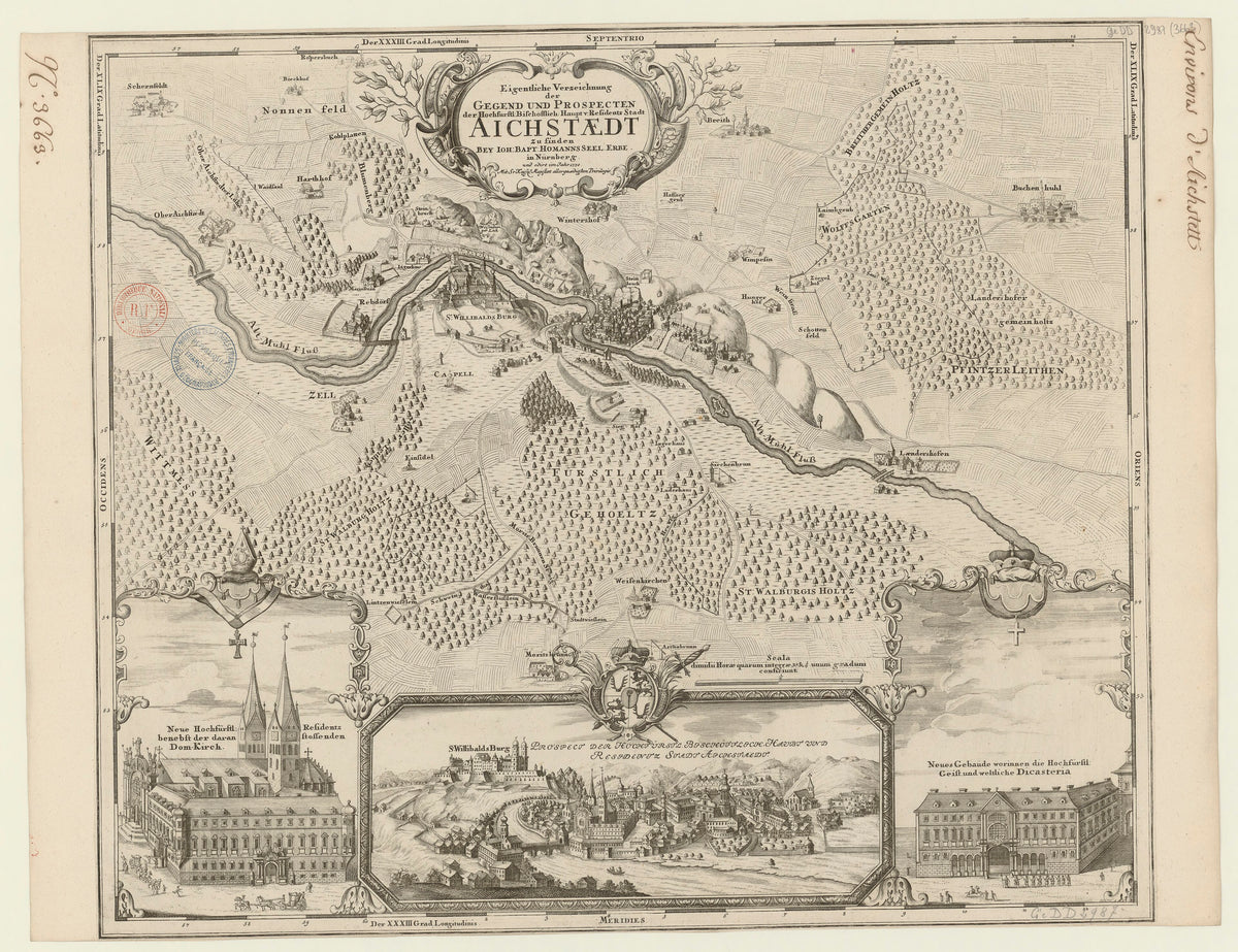 Hartă veche — Eigentliche Verzeichnung der Gegend und Prospecten der — Johann Baptist Homann