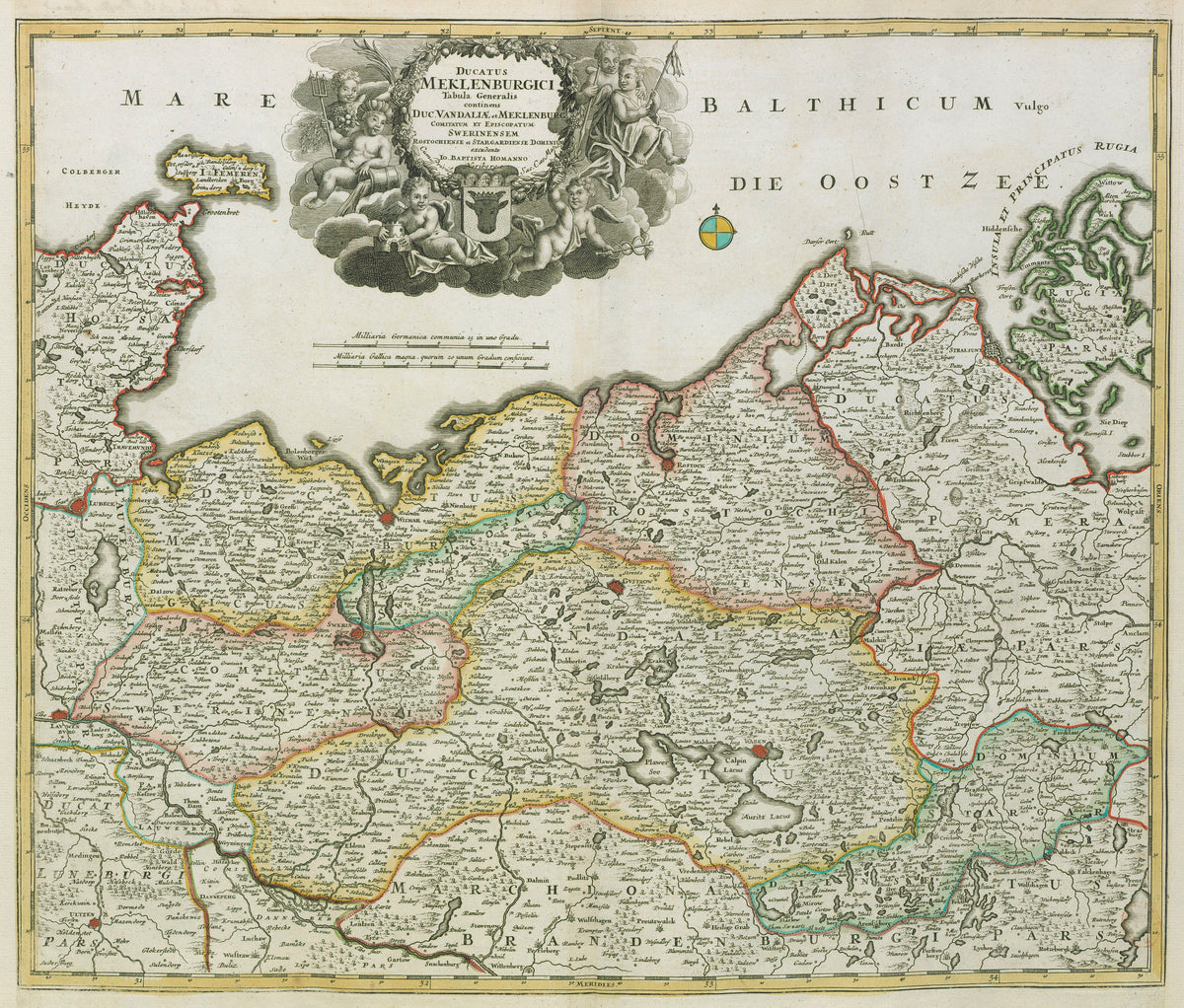 Hartă veche — Ducatus Meklenburgici Tabula Generalis continens Du Vandaliae, et