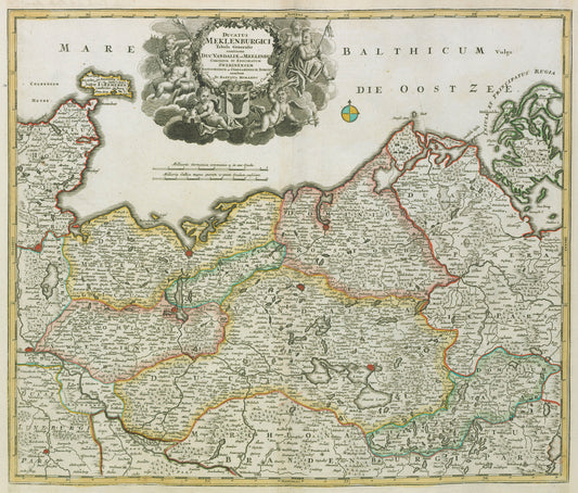 Hartă veche — Ducatus Meklenburgici Tabula Generalis continens Du Vandaliae, et