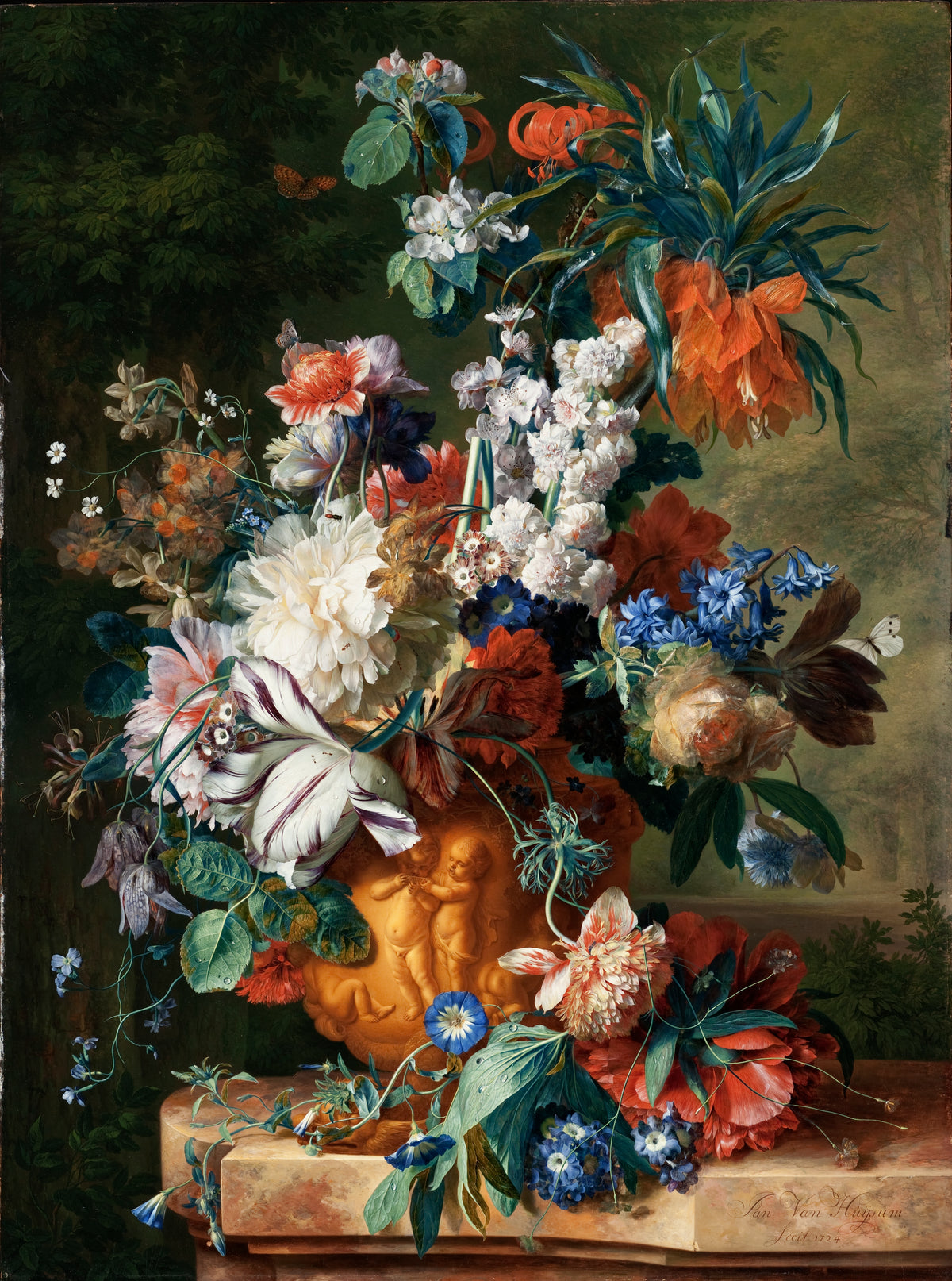 Buchet de flori într-o urnă — Jan van Huysum