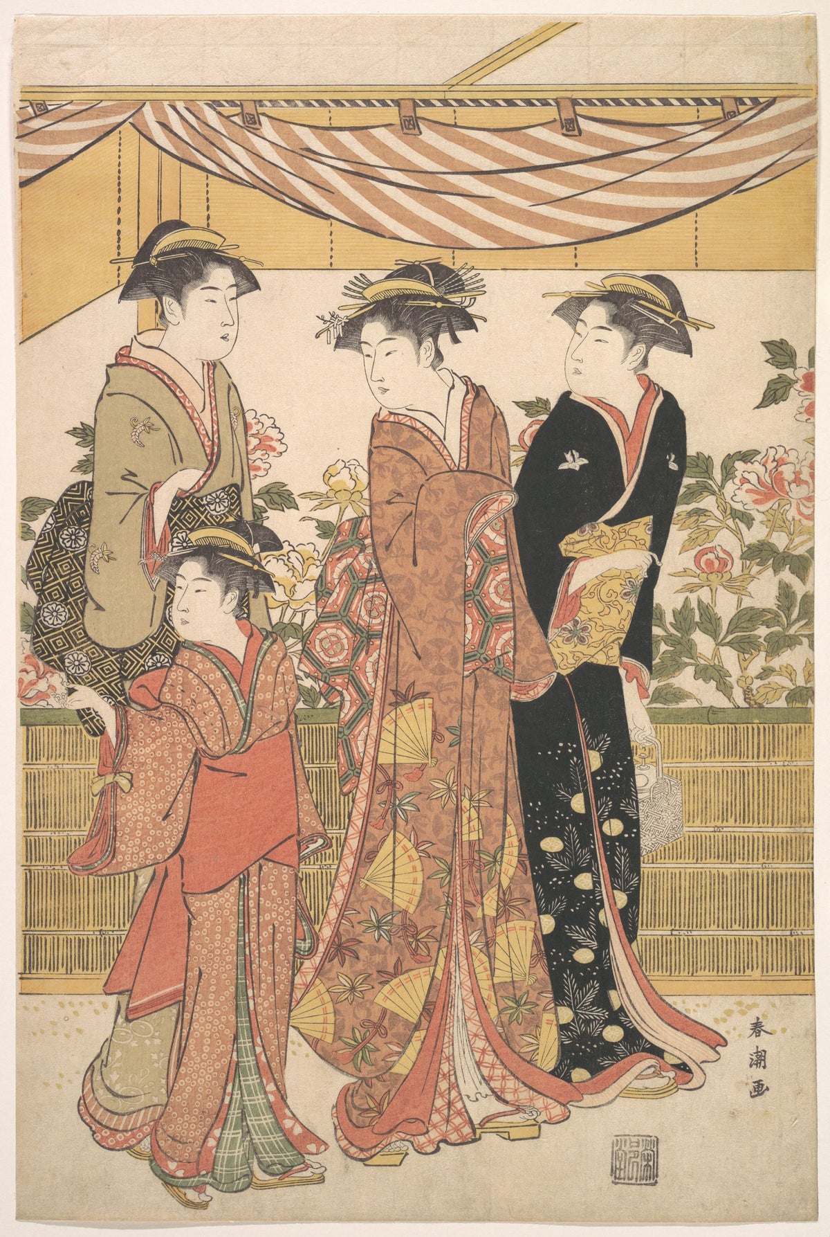 Spectacolul bujorilor — Katsukawa Shunchō, cca. 1790